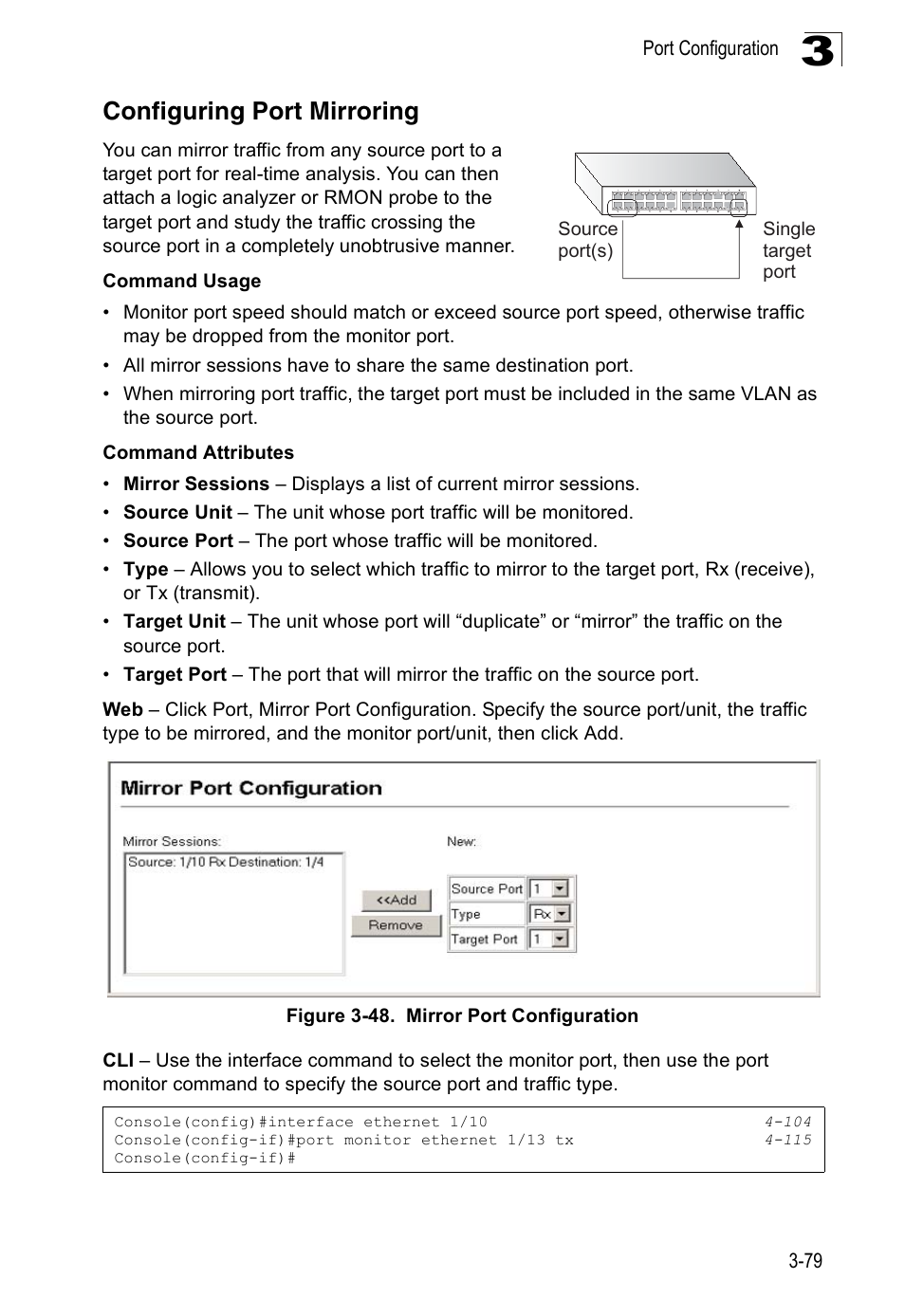 Configuring port mirroring, Figure 3-48. mirror port configuration | SMC Networks 16 10BASE-T User Manual | Page 115 / 384