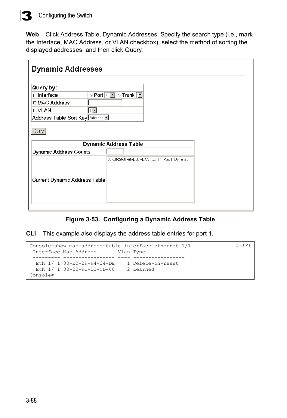 Figure 3-53. configuring a dynamic address table | SMC Networks 16 10BASE-T User Manual | Page 124 / 384