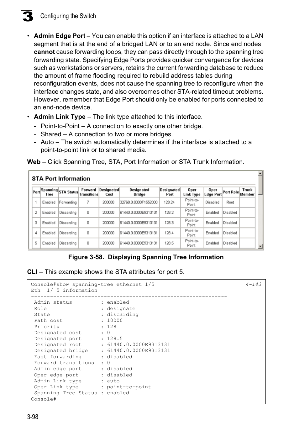 Figure 3-58. displaying spanning tree information | SMC Networks 16 10BASE-T User Manual | Page 134 / 384