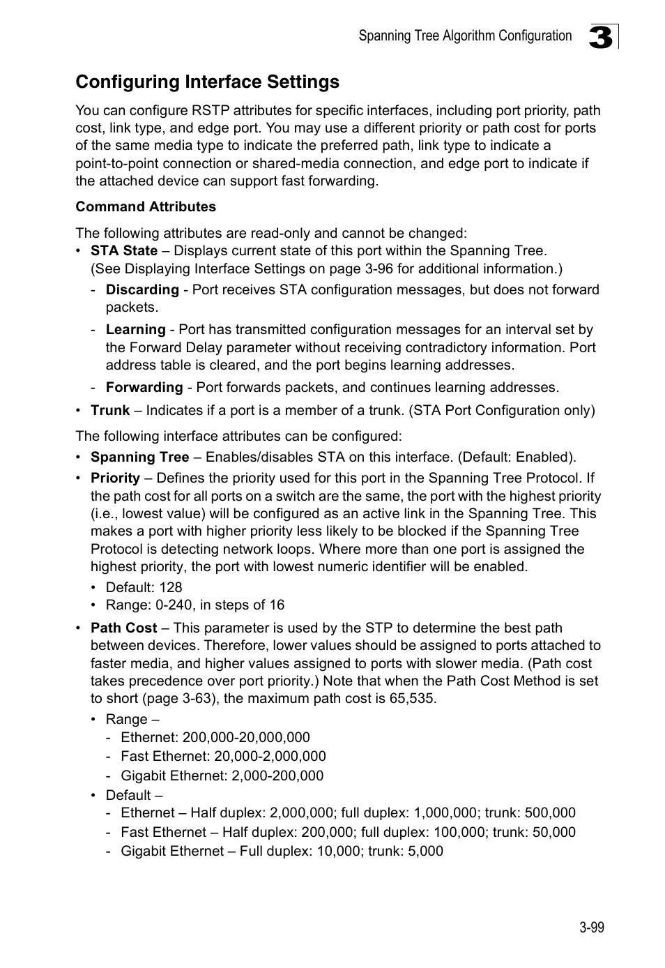 Configuring interface settings | SMC Networks 16 10BASE-T User Manual | Page 135 / 384