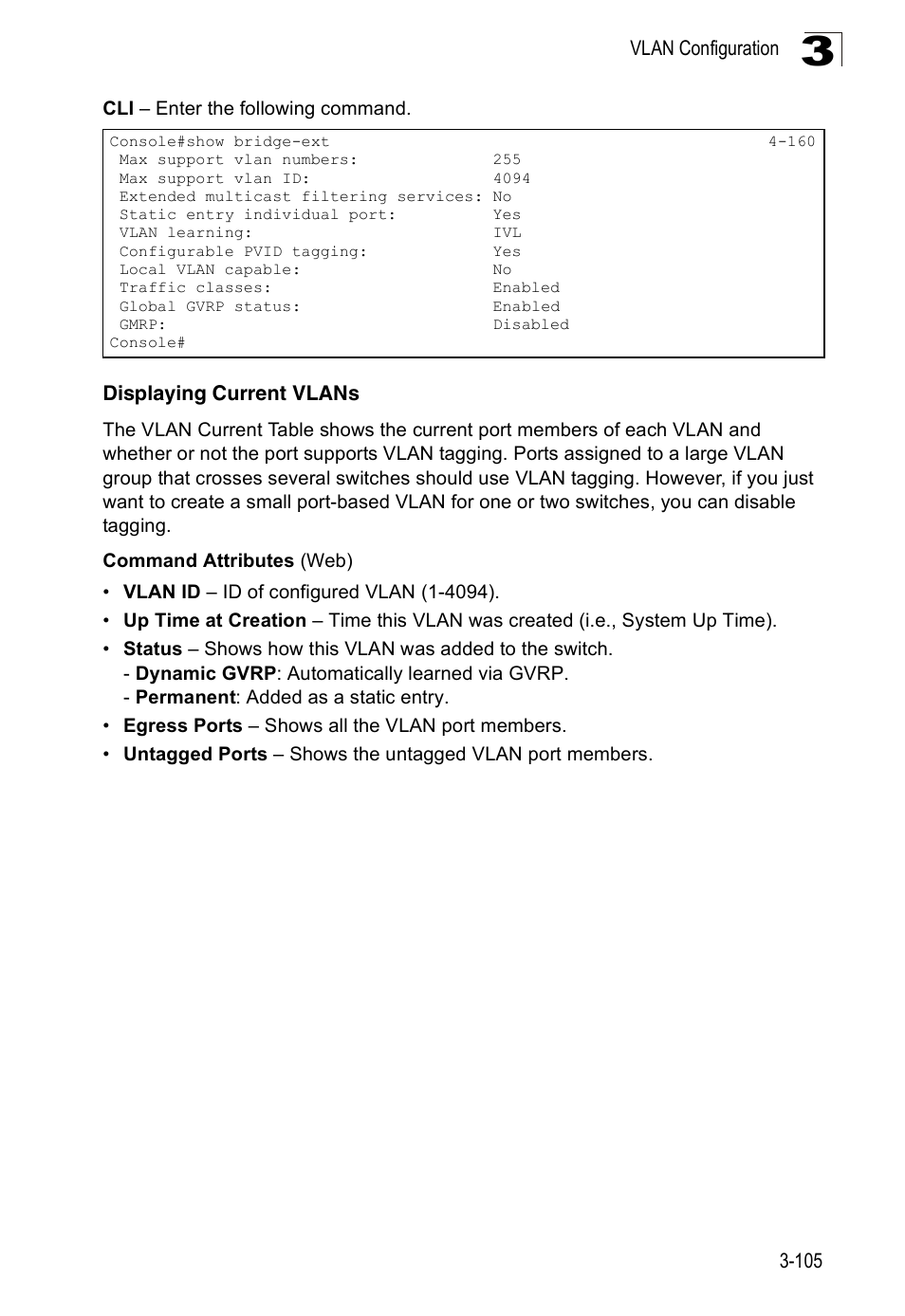 Displaying current vlans | SMC Networks 16 10BASE-T User Manual | Page 141 / 384