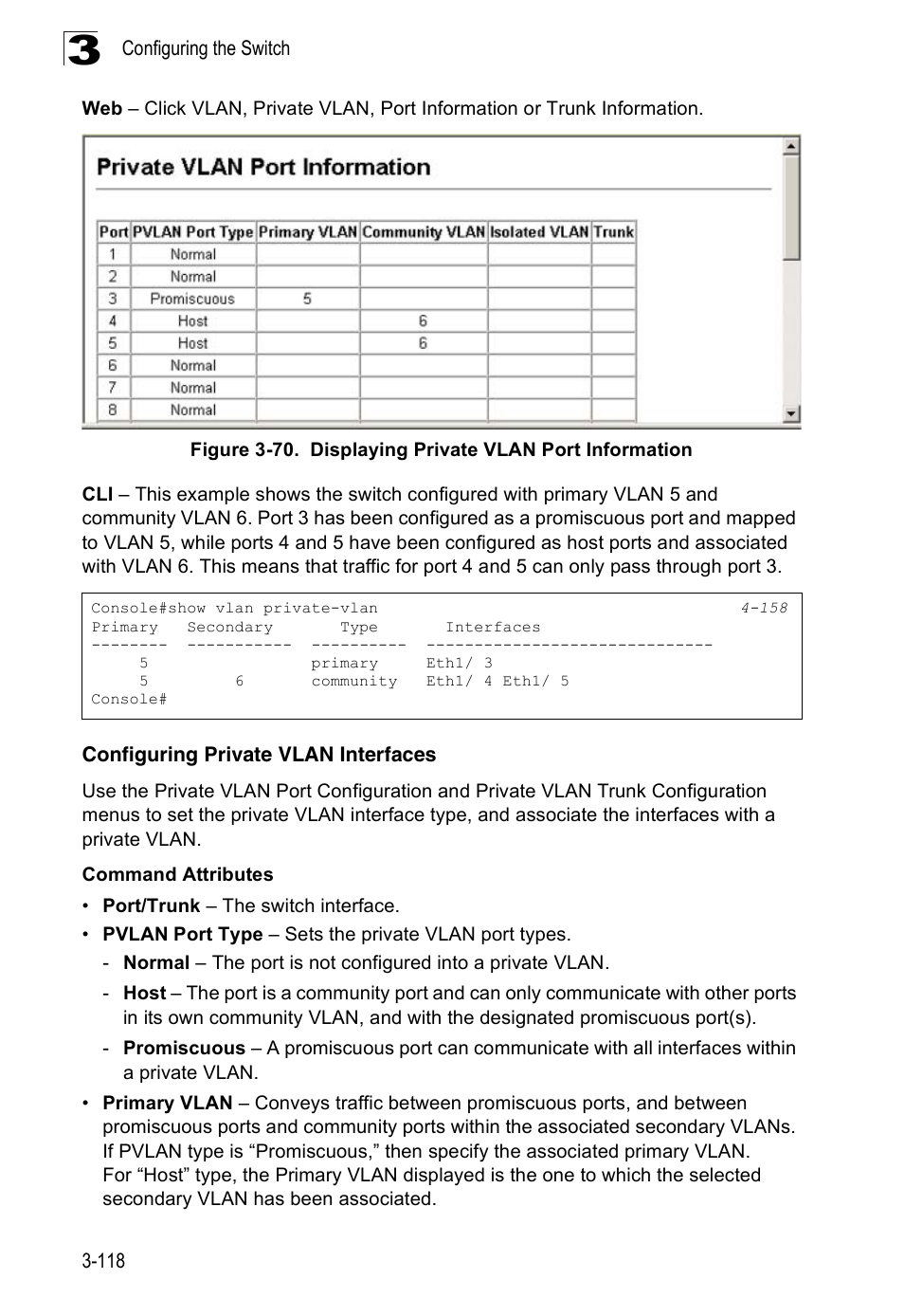 Configuring private vlan interfaces | SMC Networks 16 10BASE-T User Manual | Page 154 / 384