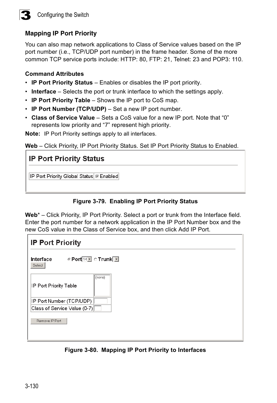 Mapping ip port priority, Figure 3-79. enabling ip port priority status | SMC Networks 16 10BASE-T User Manual | Page 166 / 384