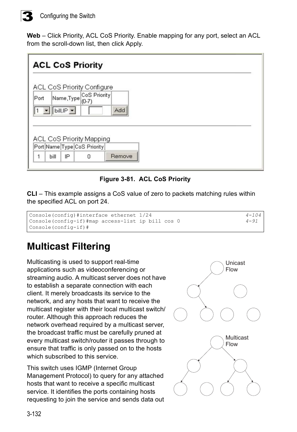 Multicast filtering, Figure 3-81. acl cos priority | SMC Networks 16 10BASE-T User Manual | Page 168 / 384