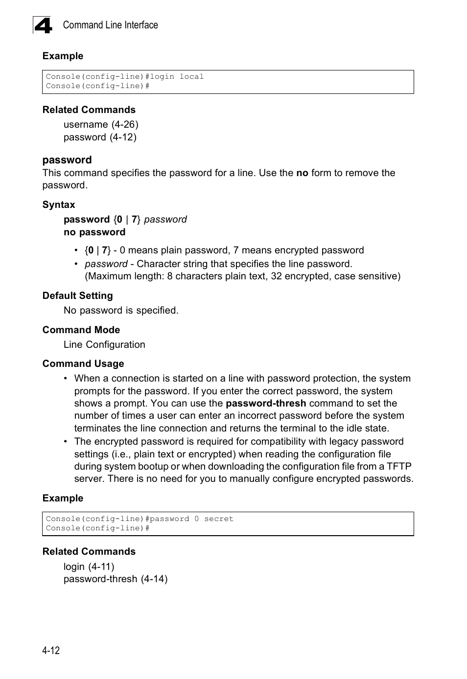 Password, Password 4-12 | SMC Networks 16 10BASE-T User Manual | Page 188 / 384