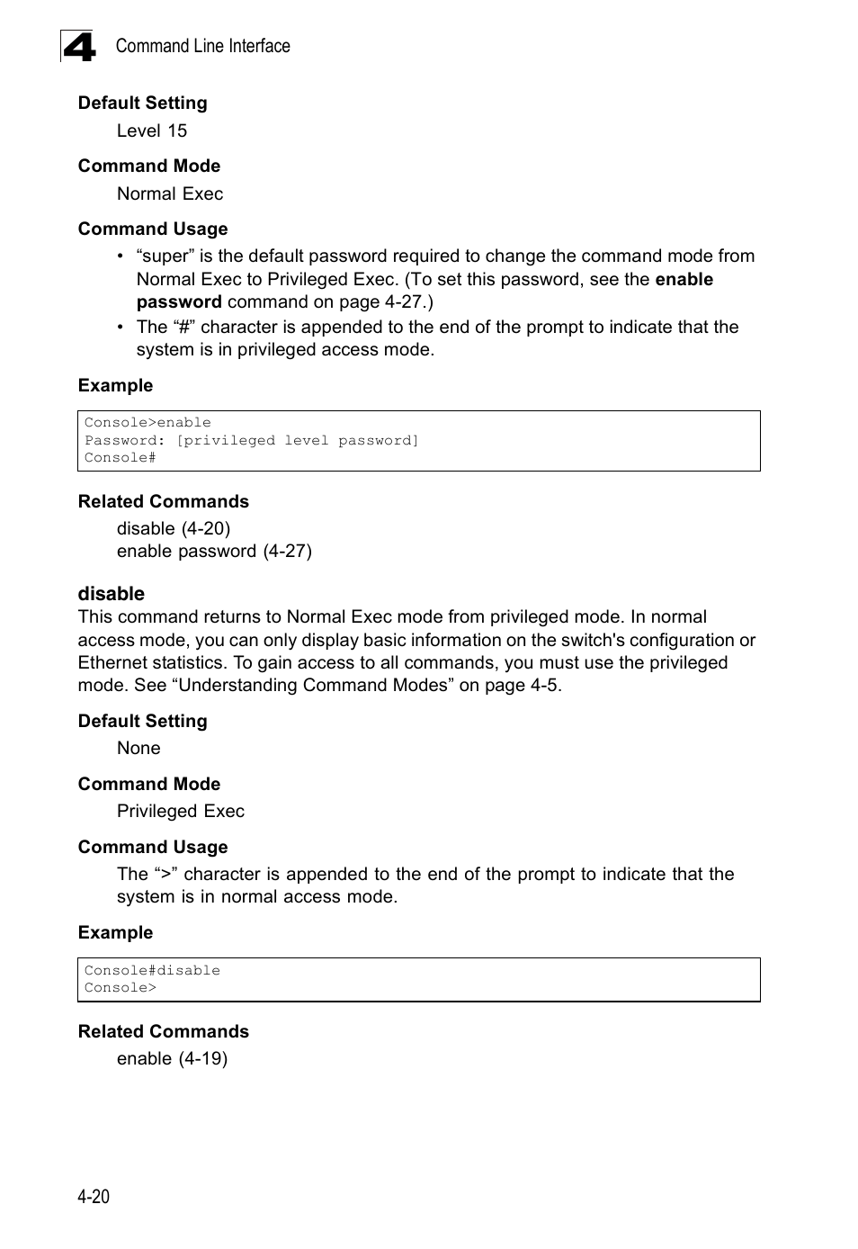 Disable, Disable 4-20 | SMC Networks 16 10BASE-T User Manual | Page 196 / 384