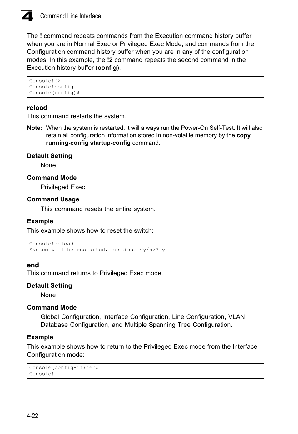 Reload, Reload 4-22 end 4-22 | SMC Networks 16 10BASE-T User Manual | Page 198 / 384