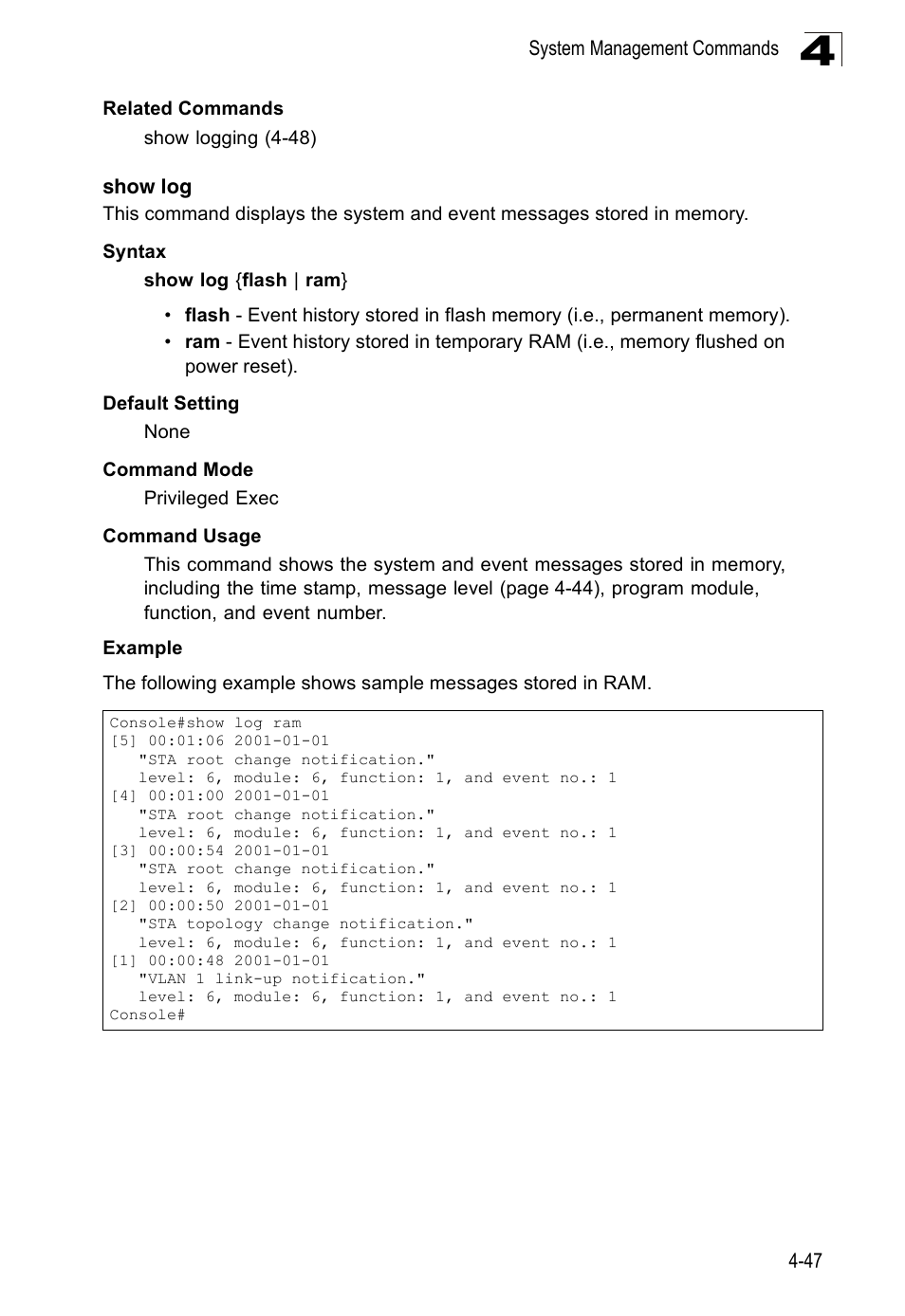 Show log | SMC Networks 16 10BASE-T User Manual | Page 223 / 384