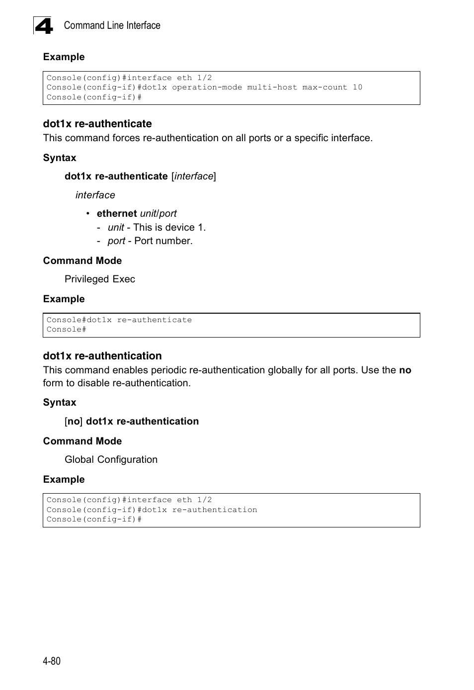 Dot1x re-authenticate, Dot1x re-authentication | SMC Networks 16 10BASE-T User Manual | Page 256 / 384