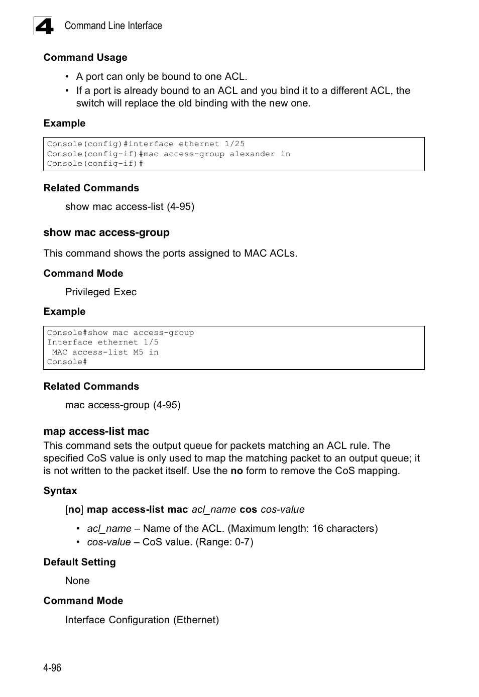 Show mac access-group, Map access-list mac | SMC Networks 16 10BASE-T User Manual | Page 272 / 384