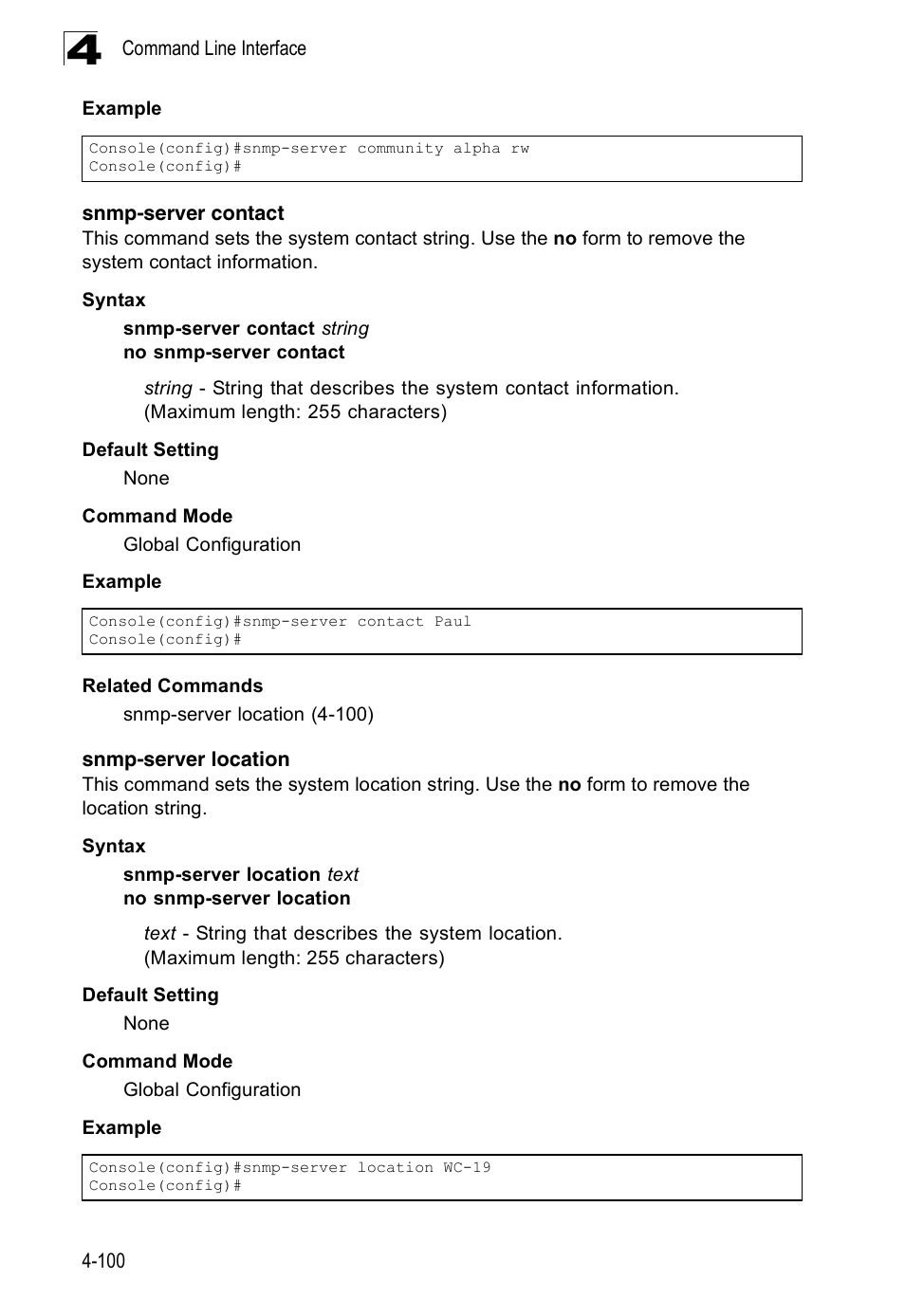 Snmp-server contact, Snmp-server location | SMC Networks 16 10BASE-T User Manual | Page 276 / 384