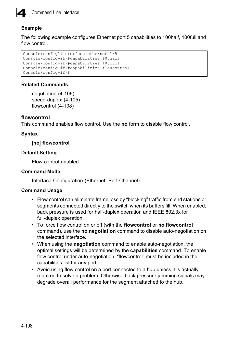 Flowcontrol, Flowcontrol 4-108 | SMC Networks 16 10BASE-T User Manual | Page 284 / 384