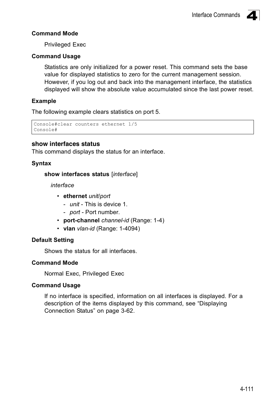 Show interfaces status | SMC Networks 16 10BASE-T User Manual | Page 287 / 384