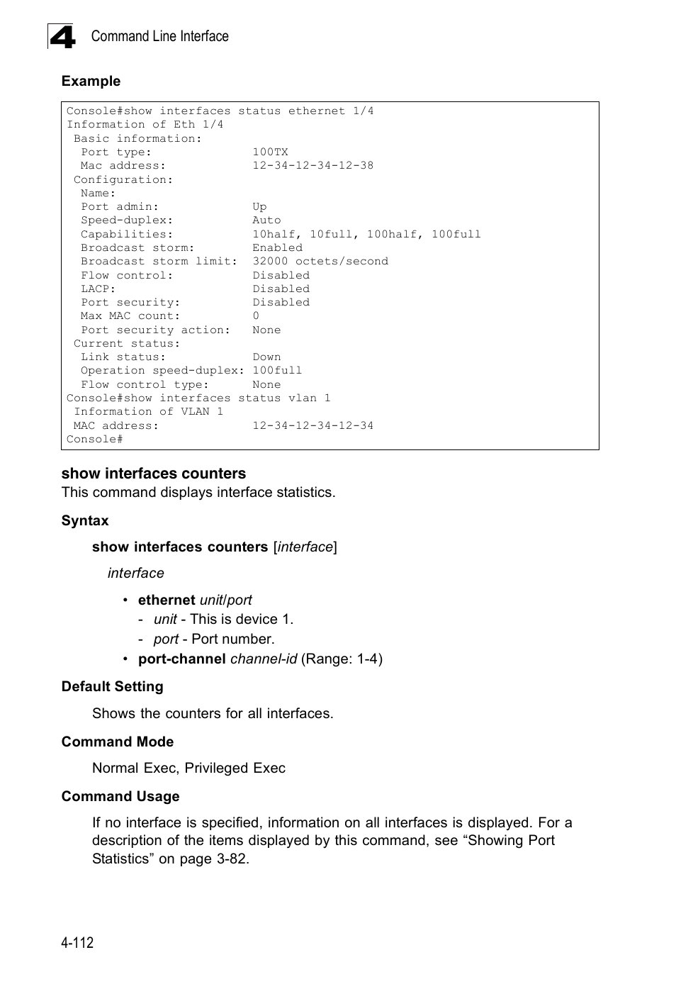 Show interfaces counters | SMC Networks 16 10BASE-T User Manual | Page 288 / 384