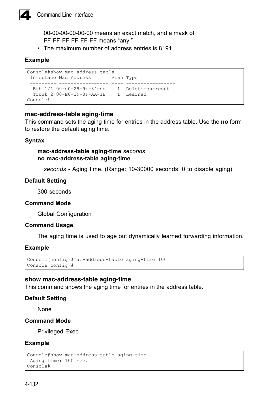Mac-address-table aging-time, Show mac-address-table aging-time | SMC Networks 16 10BASE-T User Manual | Page 308 / 384