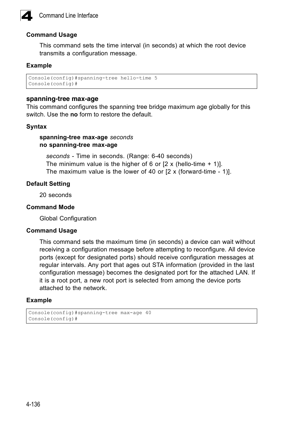 Spanning-tree max-age | SMC Networks 16 10BASE-T User Manual | Page 312 / 384