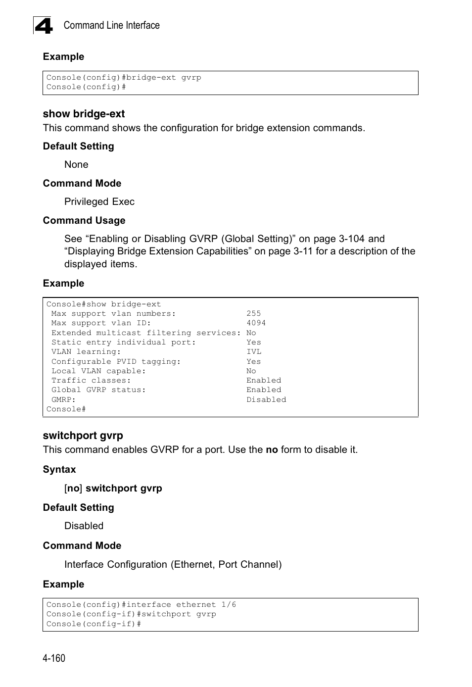 Show bridge-ext, Switchport gvrp | SMC Networks 16 10BASE-T User Manual | Page 336 / 384