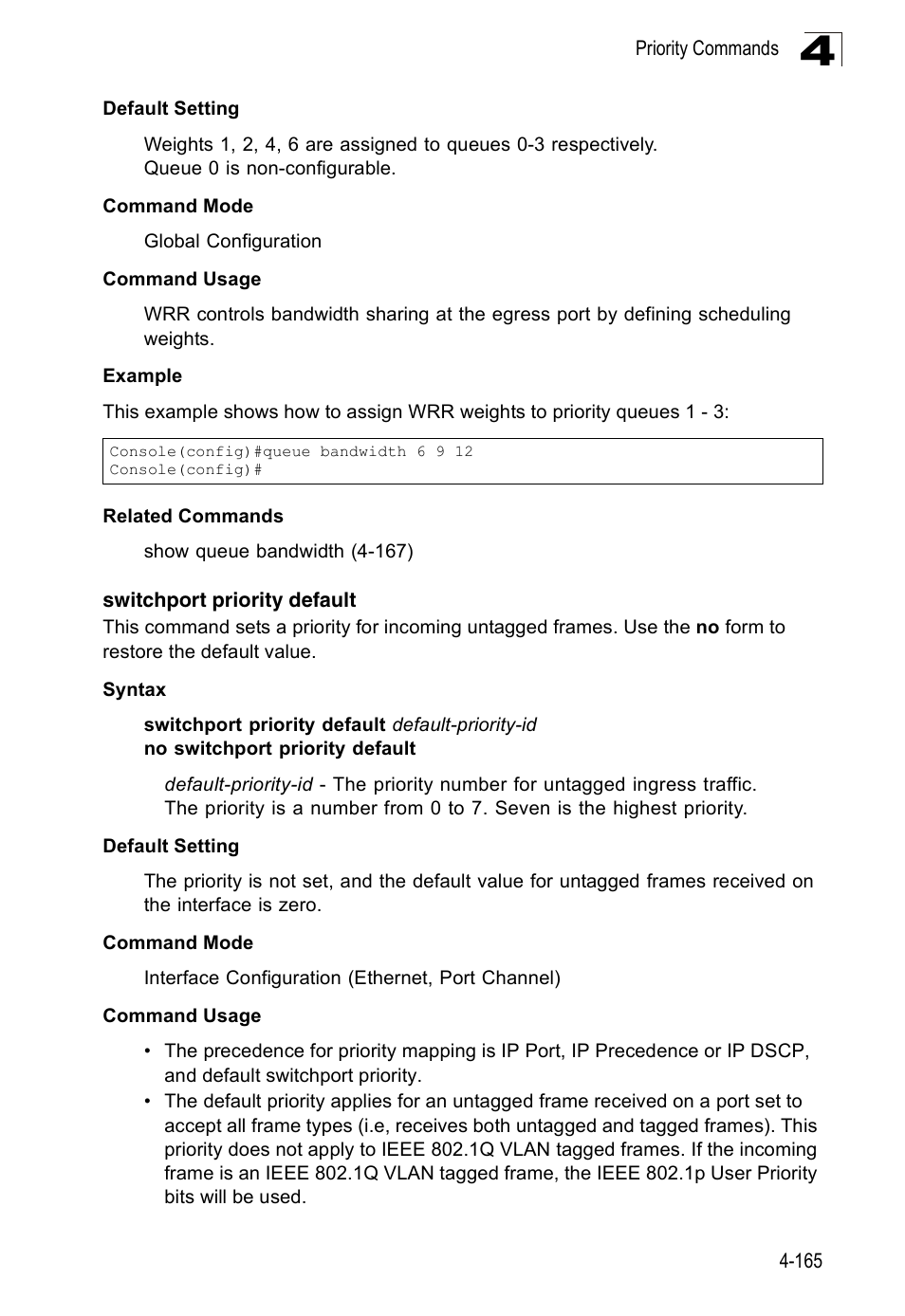 Switchport priority default | SMC Networks 16 10BASE-T User Manual | Page 341 / 384