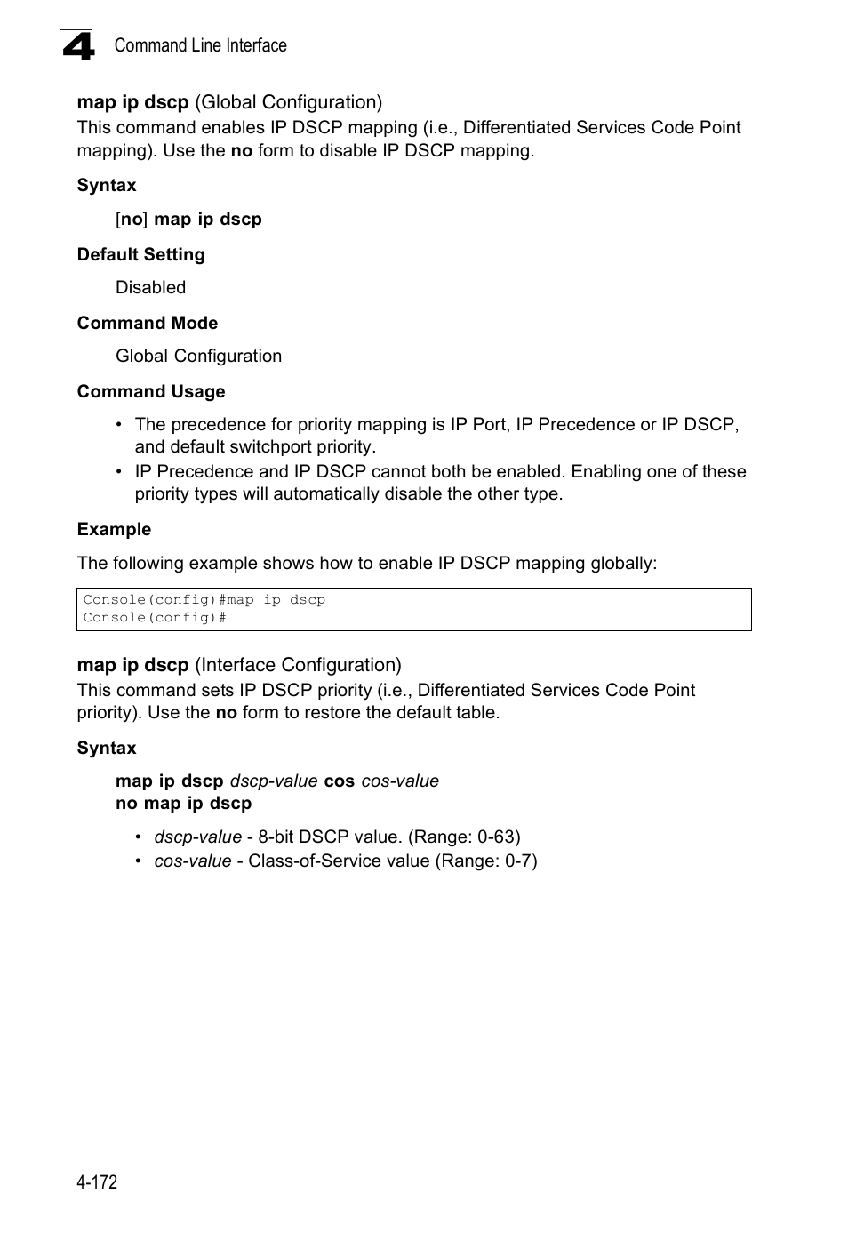 Map ip dscp (global configuration), Map ip dscp (interface configuration) | SMC Networks 16 10BASE-T User Manual | Page 348 / 384