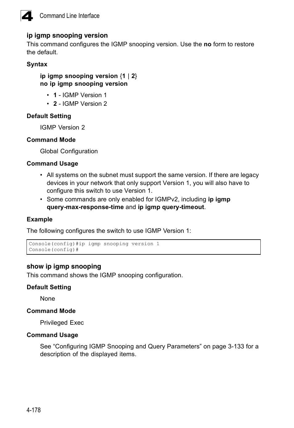 Ip igmp snooping version, Show ip igmp snooping | SMC Networks 16 10BASE-T User Manual | Page 354 / 384