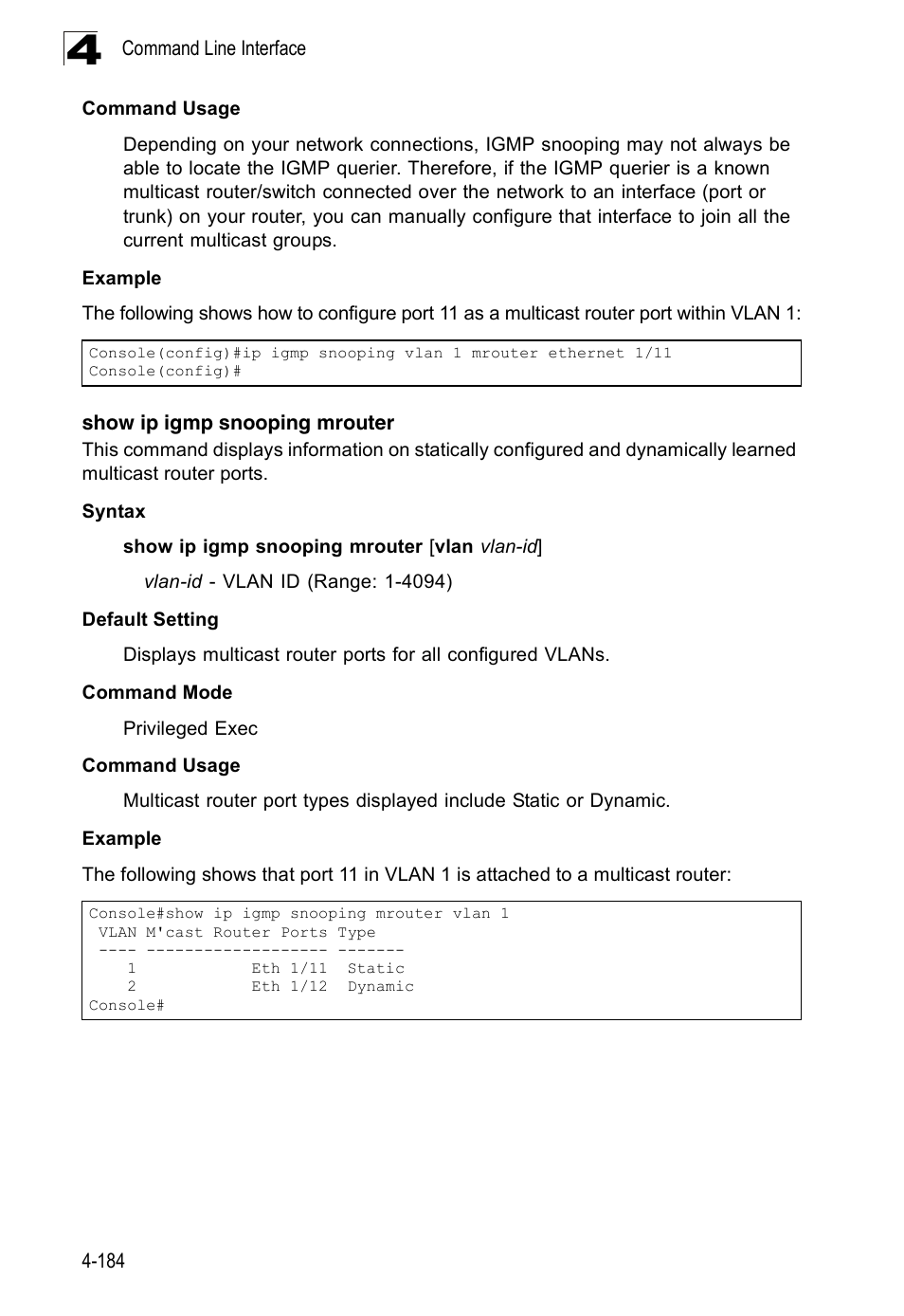 Show ip igmp snooping mrouter | SMC Networks 16 10BASE-T User Manual | Page 360 / 384