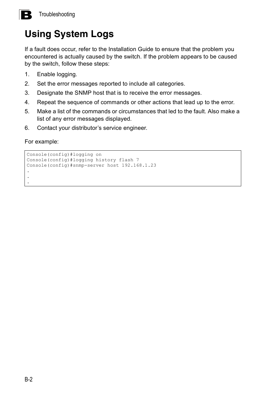 Using system logs | SMC Networks 16 10BASE-T User Manual | Page 372 / 384