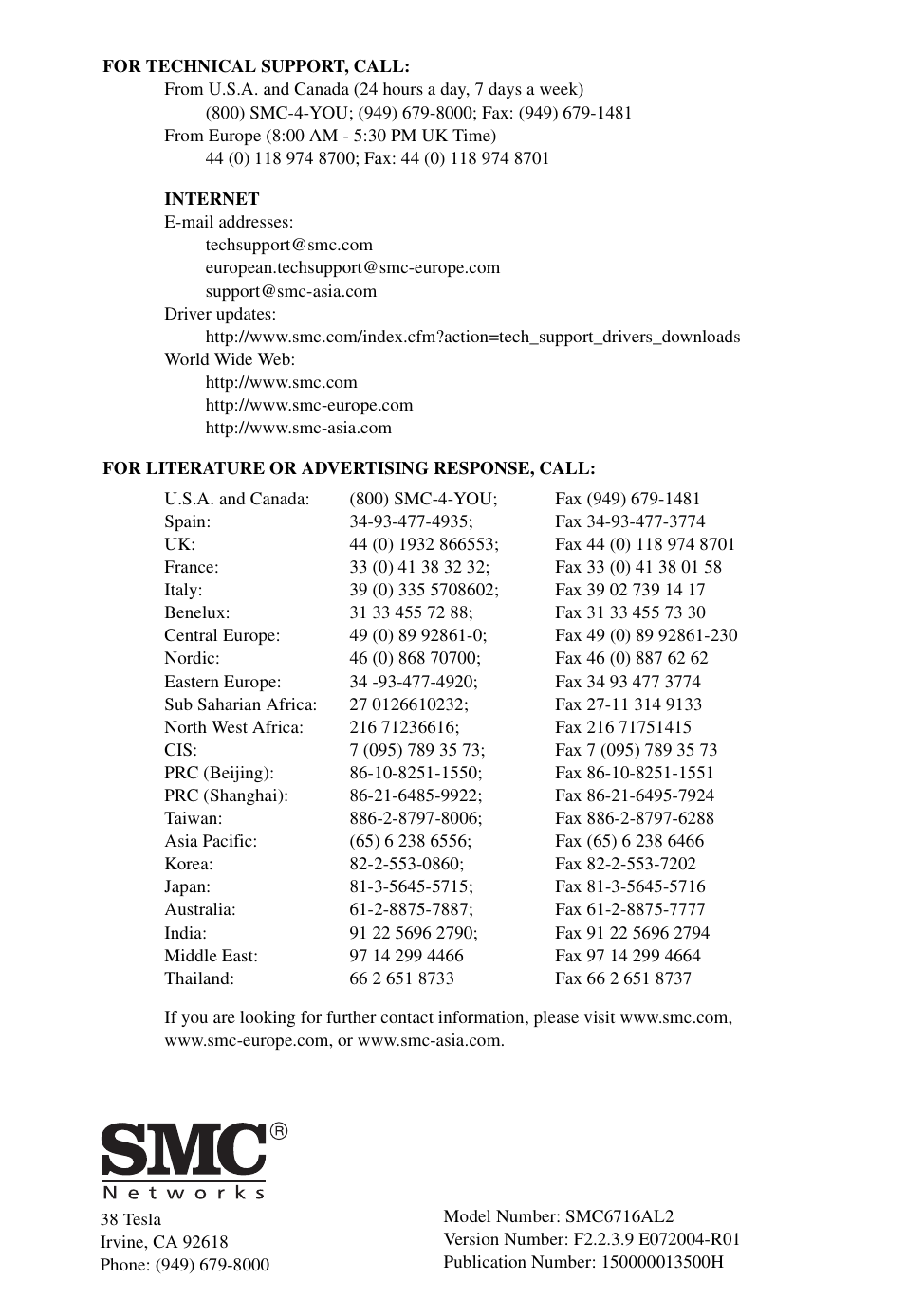 SMC Networks 16 10BASE-T User Manual | Page 384 / 384