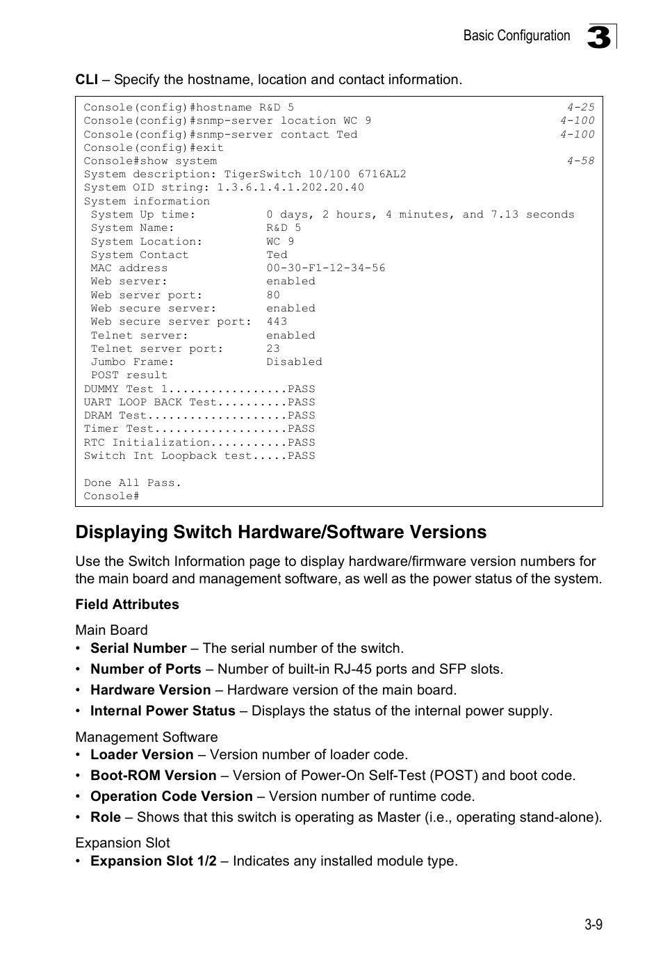 Displaying switch hardware/software versions | SMC Networks 16 10BASE-T User Manual | Page 45 / 384