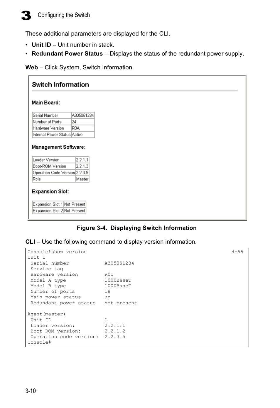 Figure 3-4, Displaying switch information | SMC Networks 16 10BASE-T User Manual | Page 46 / 384