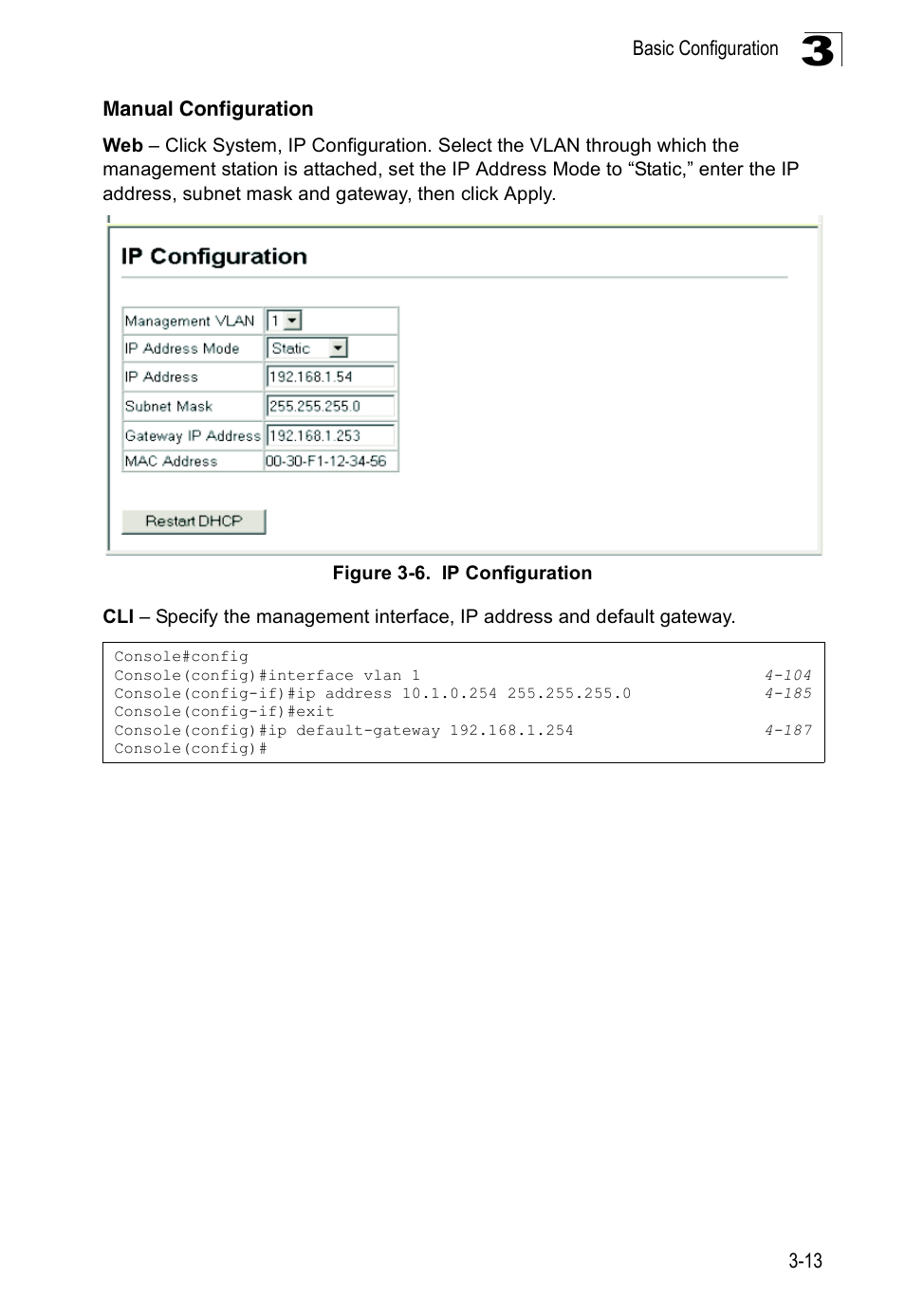 Manual configuration, Figure 3-6, Ip configuration | SMC Networks 16 10BASE-T User Manual | Page 49 / 384