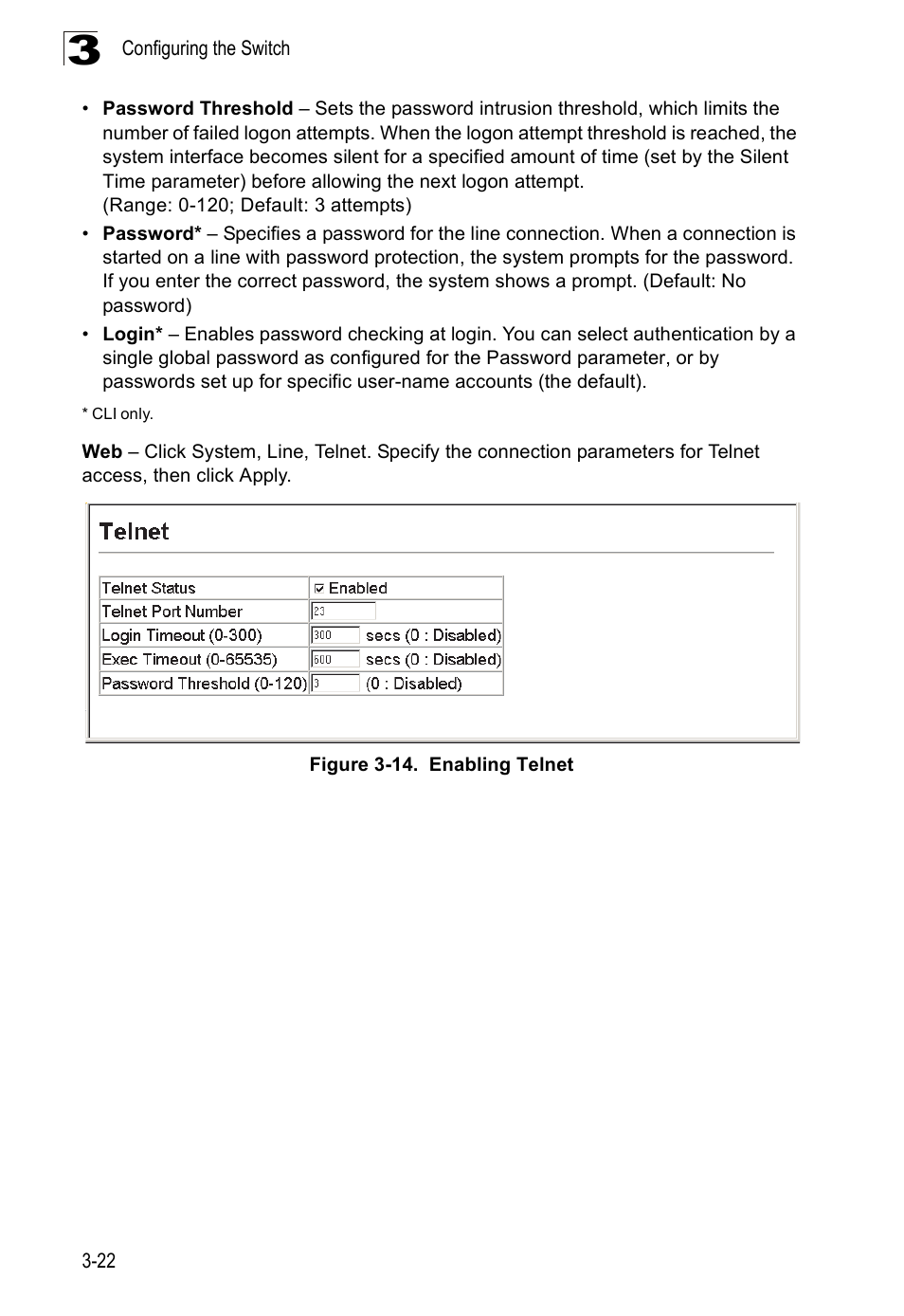 Figure 3-14. enabling telnet | SMC Networks 16 10BASE-T User Manual | Page 58 / 384