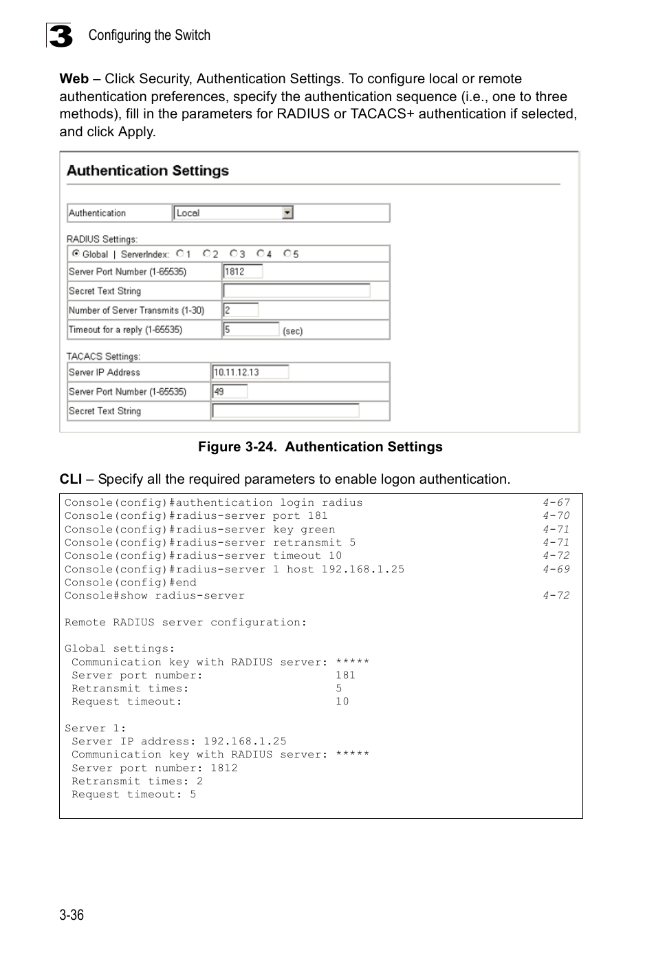 Figure 3-24. authentication settings | SMC Networks 16 10BASE-T User Manual | Page 72 / 384