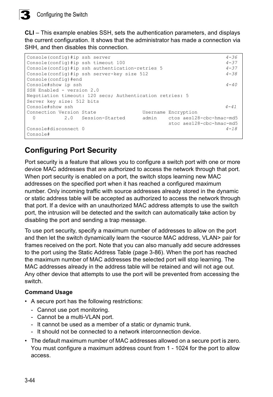 Configuring port security | SMC Networks 16 10BASE-T User Manual | Page 80 / 384