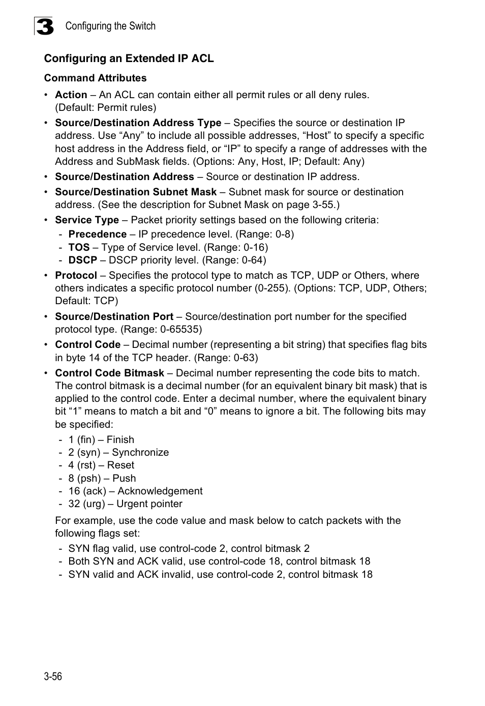 Configuring an extended ip acl | SMC Networks 16 10BASE-T User Manual | Page 92 / 384