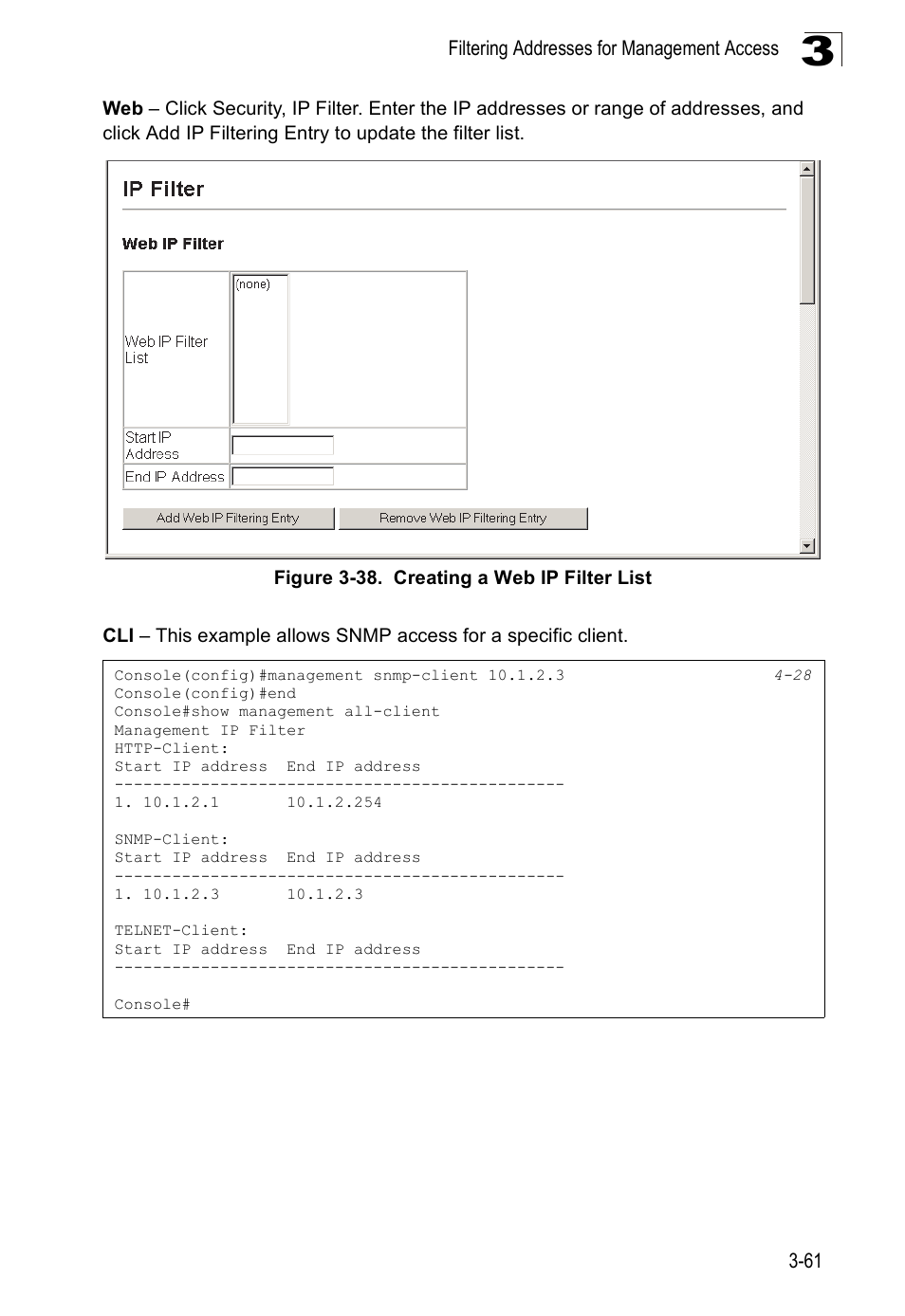 Figure 3-38. creating a web ip filter list | SMC Networks 16 10BASE-T User Manual | Page 97 / 384
