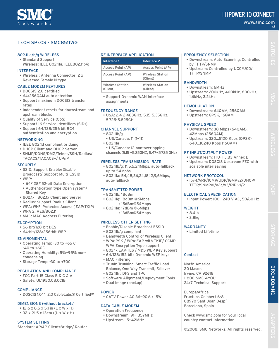 SMC Networks SMC8511WG User Manual | Page 2 / 2