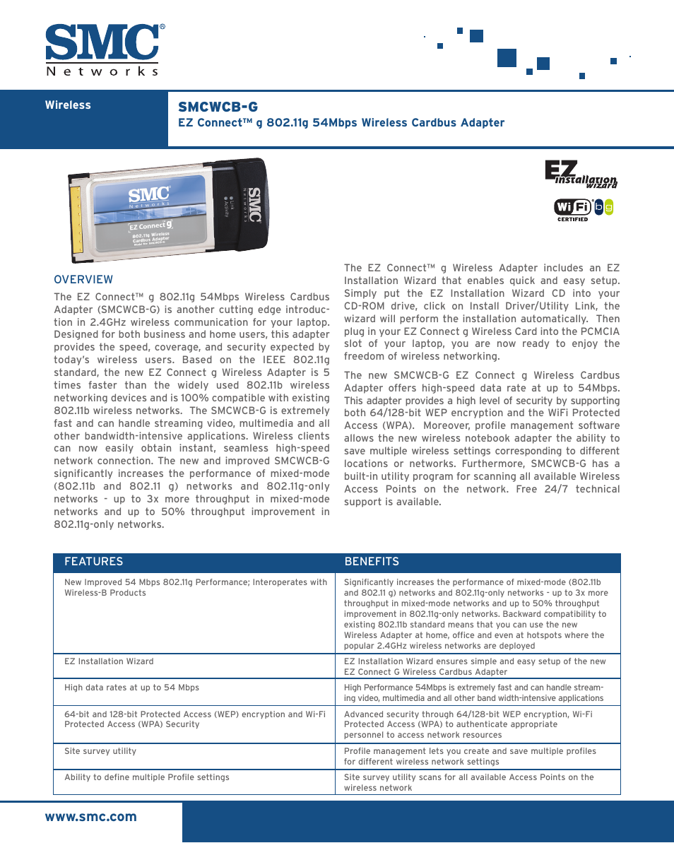 SMC Networks SMCWCB-G User Manual | 2 pages