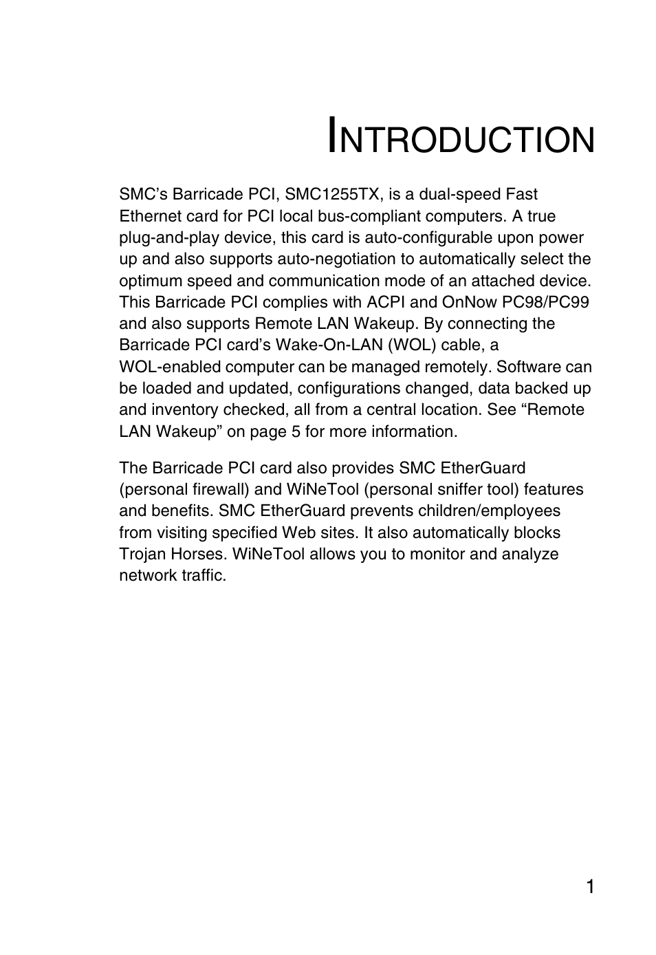 Introduction, Ntroduction | SMC Networks SMC1255TX User Manual | Page 11 / 55