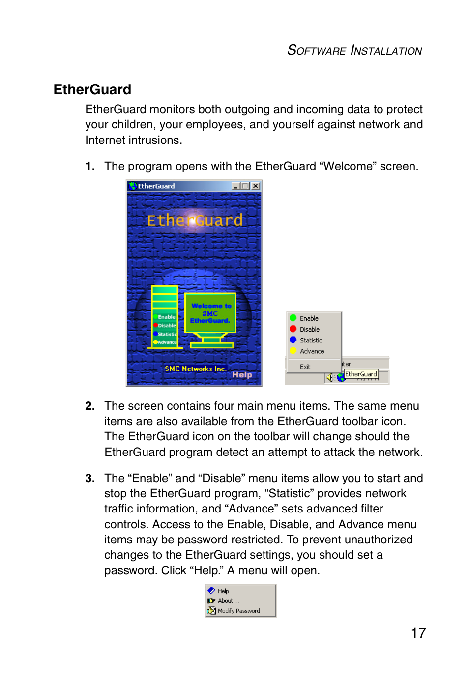 Etherguard, 17 etherguard | SMC Networks SMC1255TX User Manual | Page 27 / 55