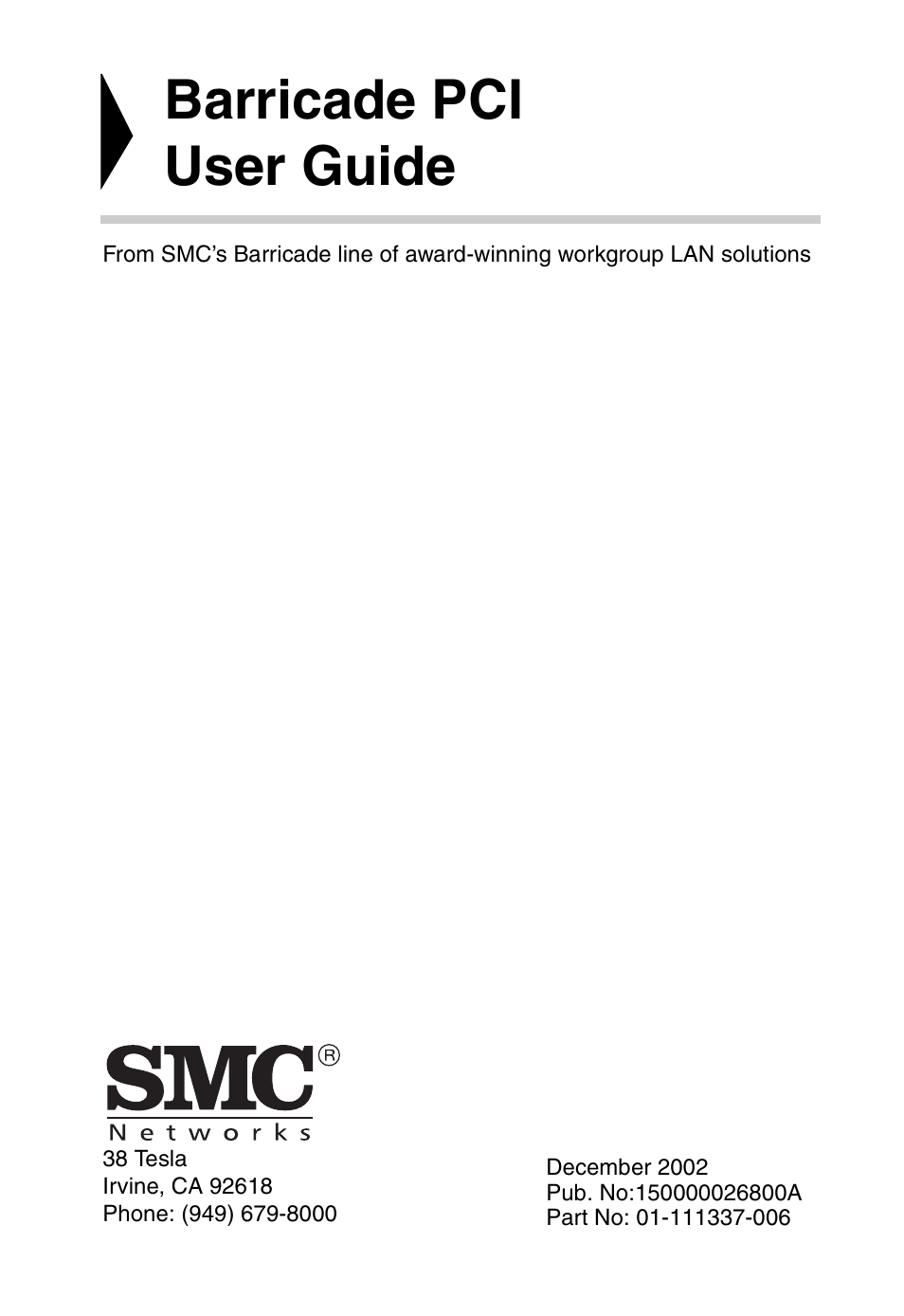 Barricade pci user guide | SMC Networks SMC1255TX User Manual | Page 3 / 55