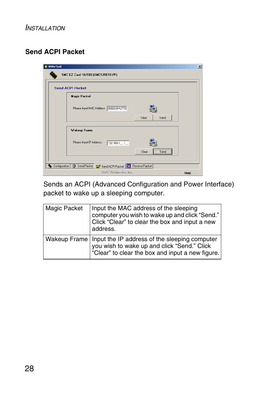 Send acpi packet | SMC Networks SMC1255TX User Manual | Page 38 / 55