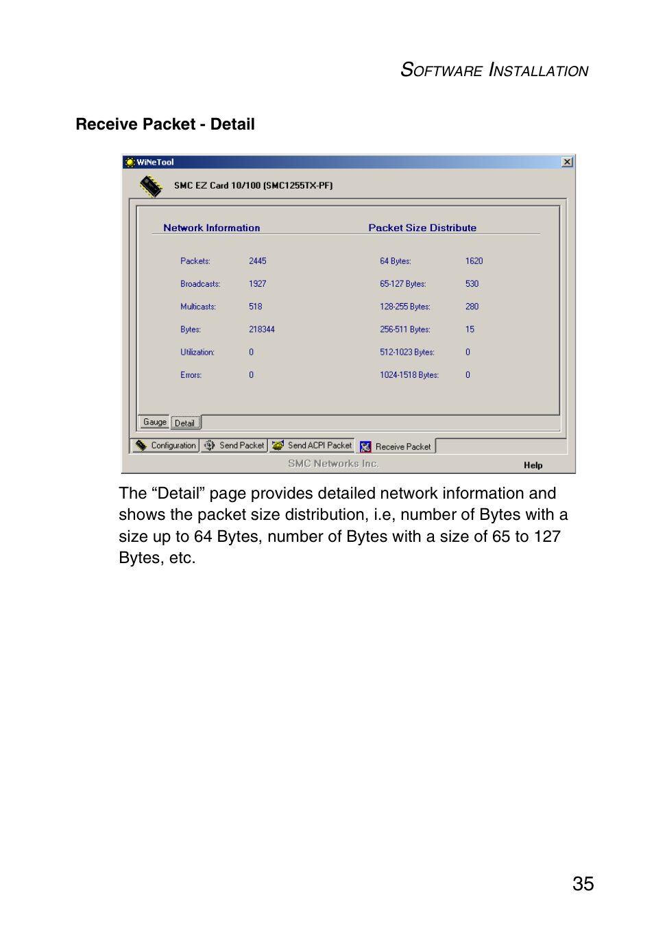 Receive packet - detail | SMC Networks SMC1255TX User Manual | Page 45 / 55