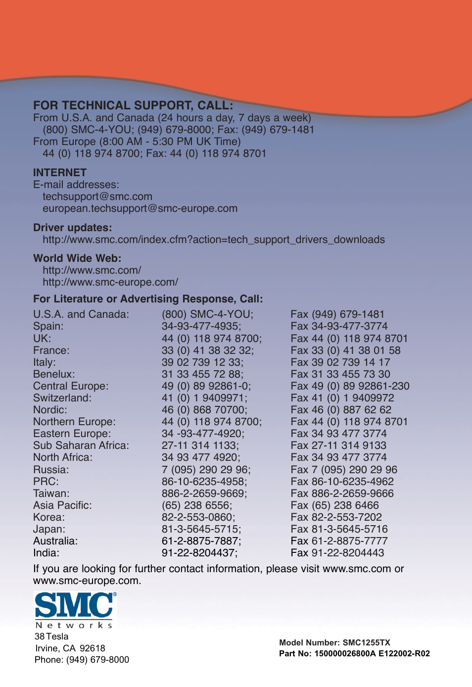 SMC Networks SMC1255TX User Manual | Page 55 / 55