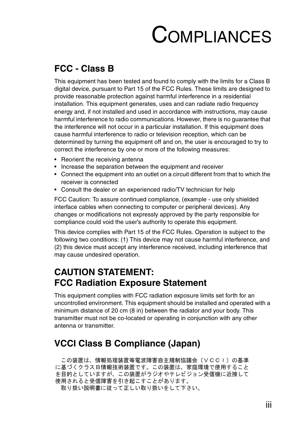 Ompliances | SMC Networks SMC1255TX User Manual | Page 7 / 55