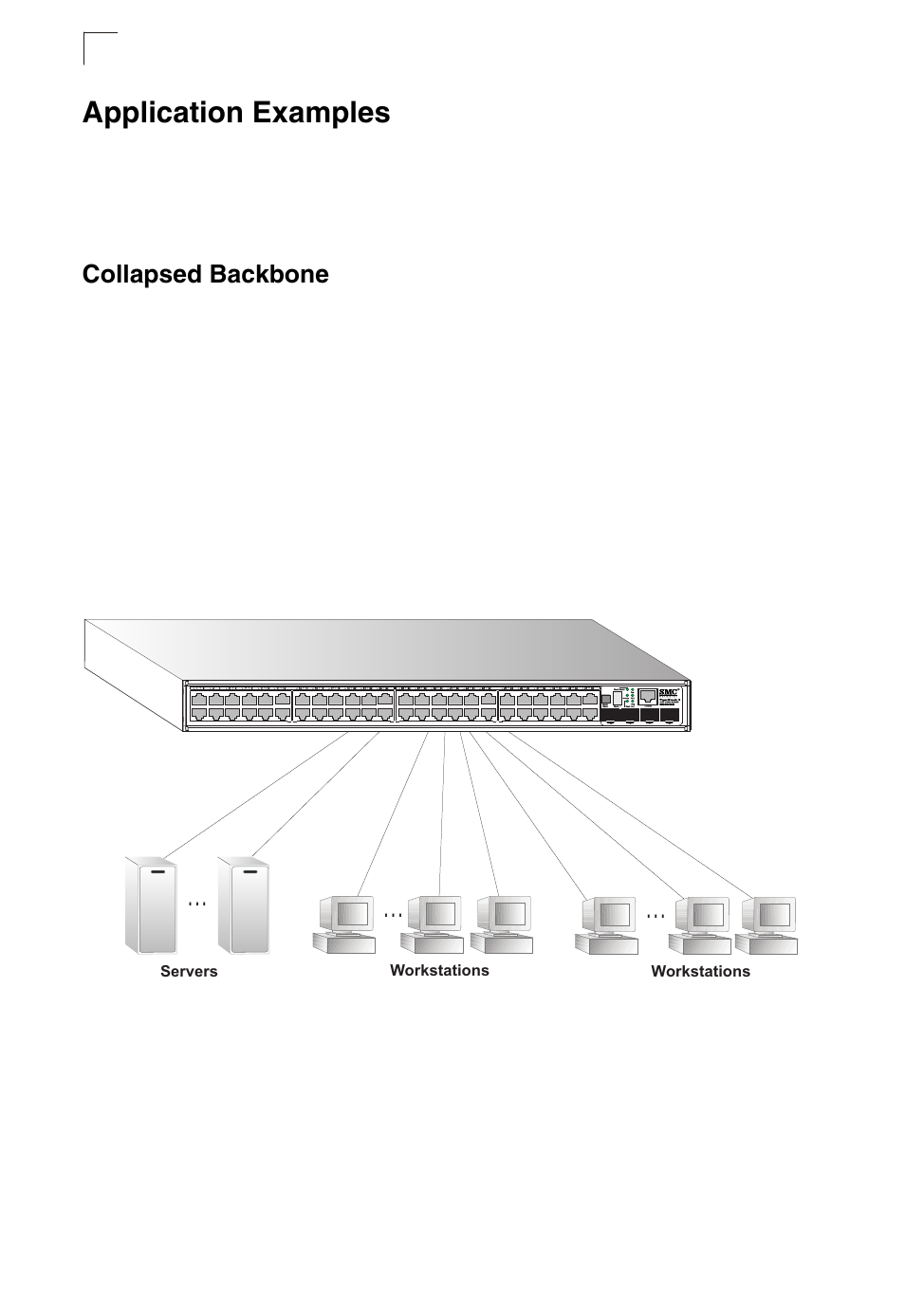 Application examples, Collapsed backbone, Figure 2-1 | SMC Networks TIGERSTACK II SMC8950EM User Manual | Page 28 / 76
