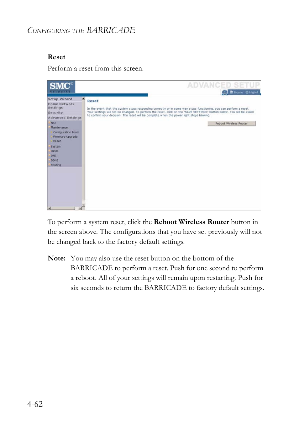 Barricade 4-62 | SMC Networks SMC Barricade g SMCWBR14-G2 User Manual | Page 106 / 132