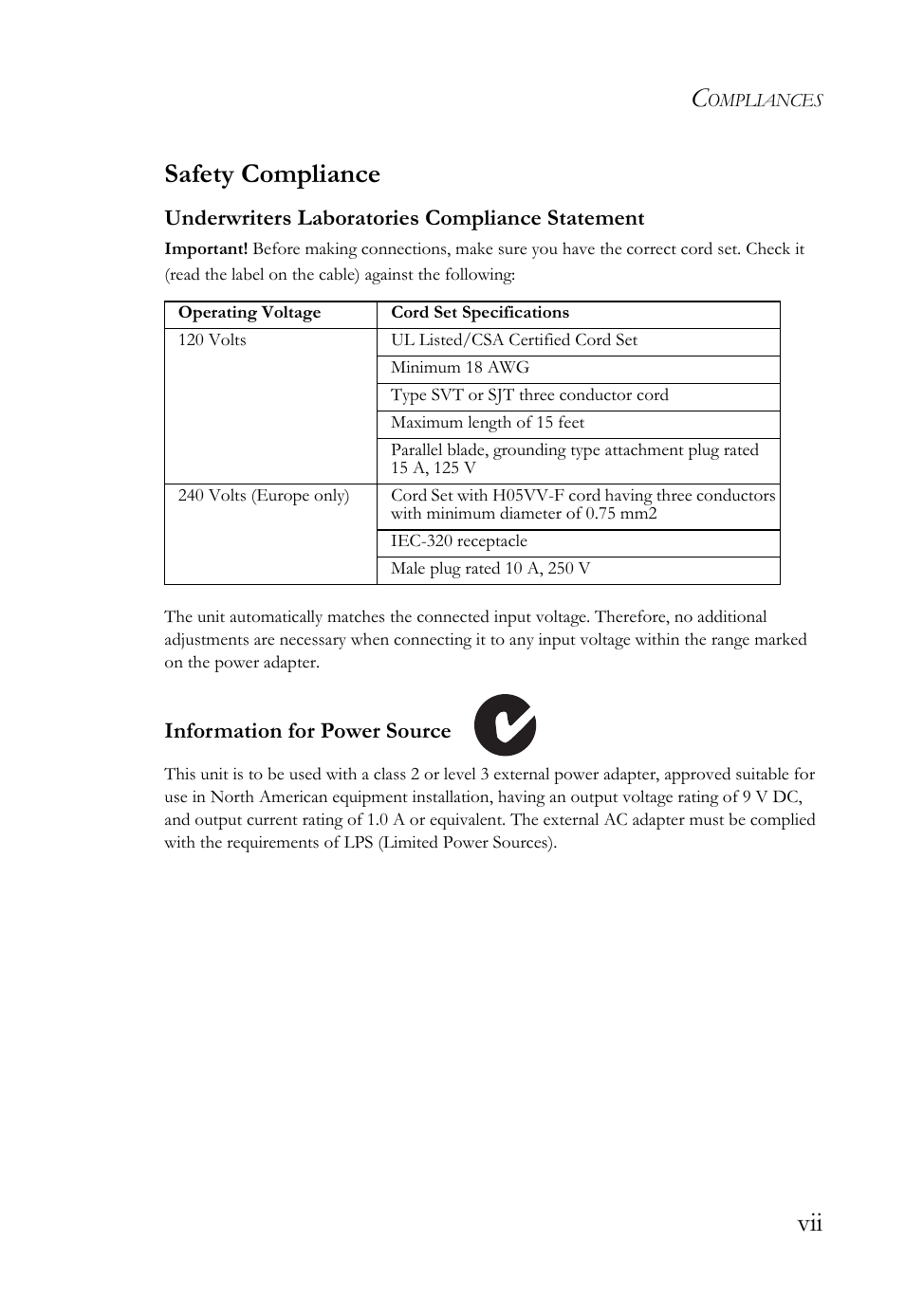 Vii safety compliance | SMC Networks SMC Barricade g SMCWBR14-G2 User Manual | Page 11 / 132