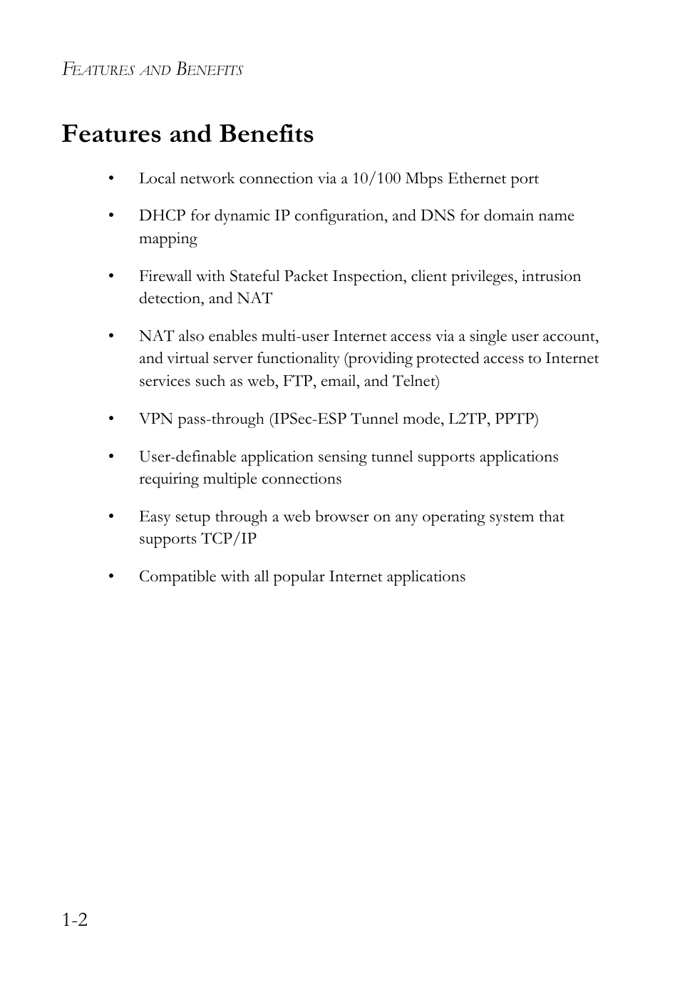 Features and benefits, Features and benefits -2 | SMC Networks SMC Barricade g SMCWBR14-G2 User Manual | Page 16 / 132