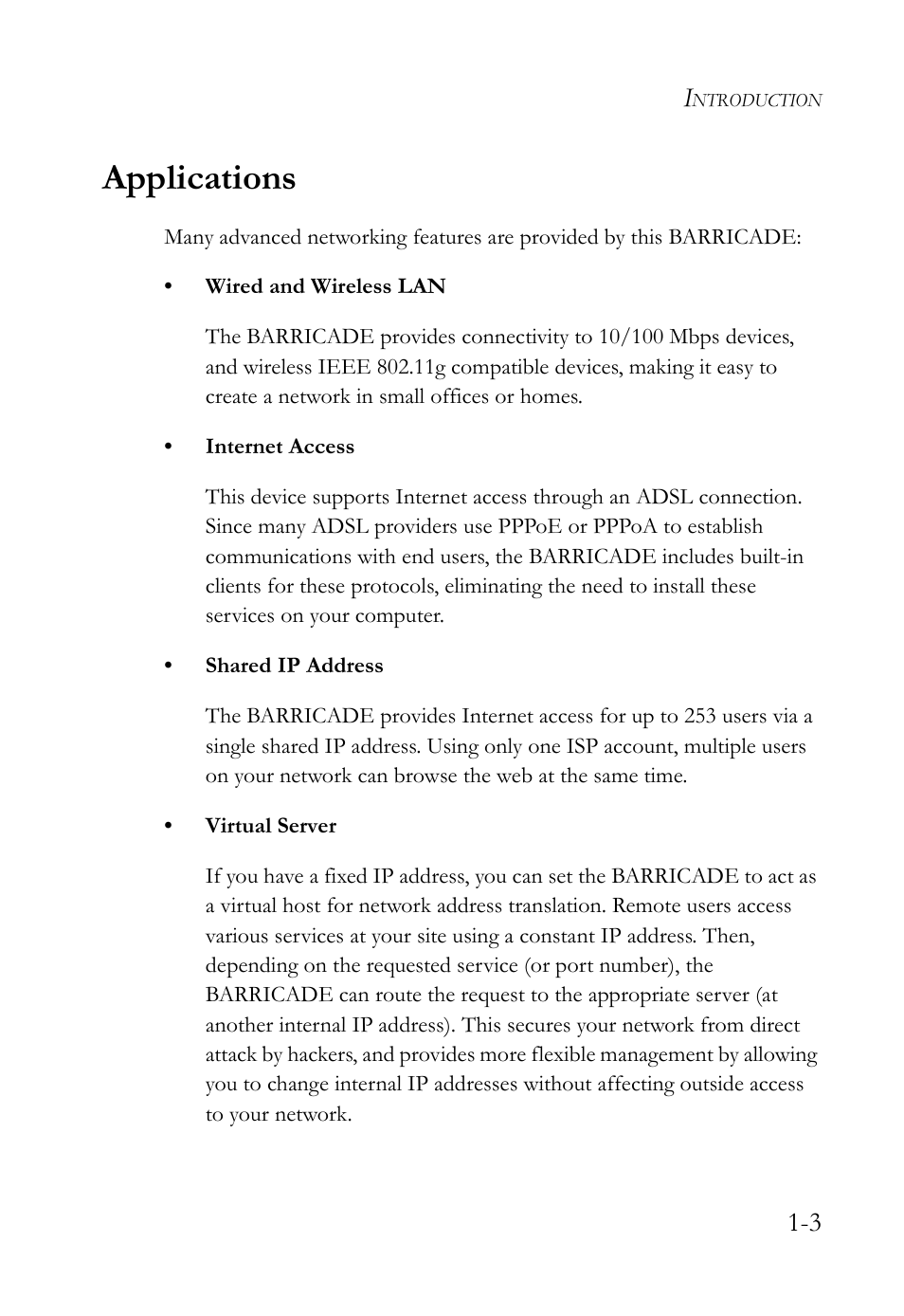 Applications, Applications -3 | SMC Networks SMC Barricade g SMCWBR14-G2 User Manual | Page 17 / 132