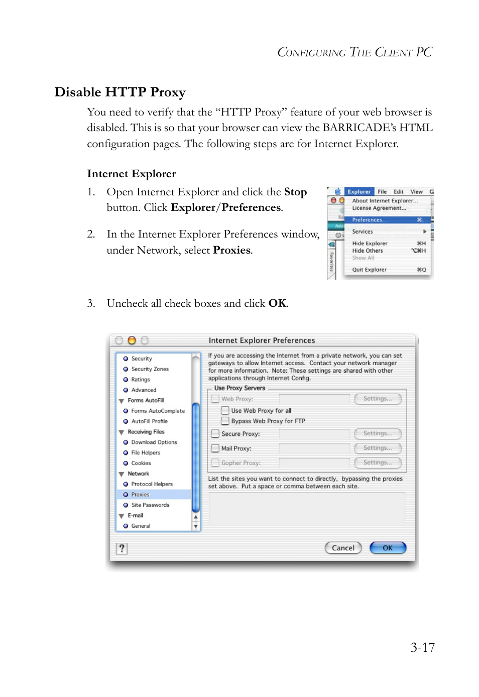 Disable http proxy, Disable http proxy -17 | SMC Networks SMC Barricade g SMCWBR14-G2 User Manual | Page 43 / 132